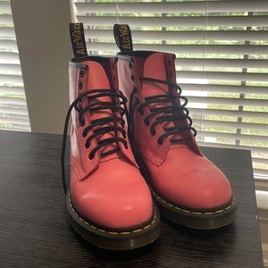 SOLD 1460 Women’s Patent Leather Lace Up Boot - Pink Dr. Martens